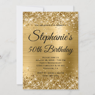 Gold Glitter und Folie Fancy Monogramm Einladung