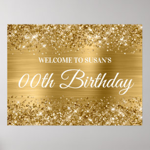 Gold Glitter und Folie Geburtstags-Willkommen für Poster