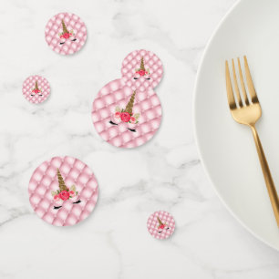 Gold Glitter und rosa Rosen Einhorn Geburtstagsfei Konfetti