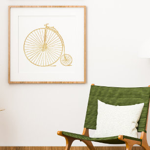 Gold Glitter Vintage Einrad Minimalist Poster
