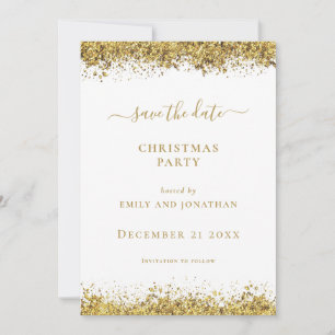 Gold Glitter Weihnachtsfeier Termin vormerken Kart Einladung