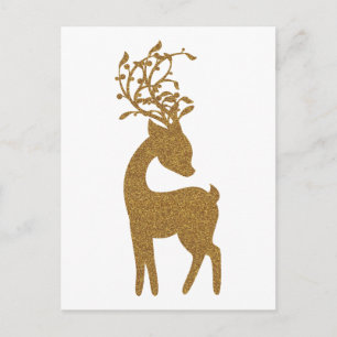 Gold Glitter Weihnachtsfeiertage Rentier Feiertagspostkarte