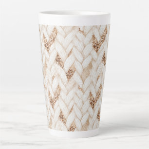 Gold Glitter Weiß Gewebter Faux Stoff Milchtasse