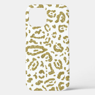 Gold Glitter Weißer Gepard Leopard Animal Print iPhone 12 Hülle