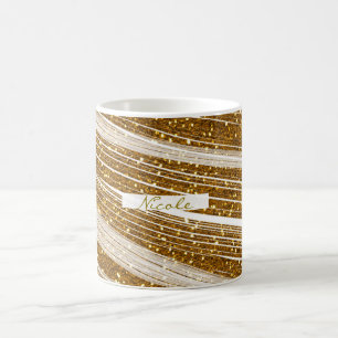 Gold Glitter Weißer Glanz Glamour Kaffeebecher Kaffeetasse