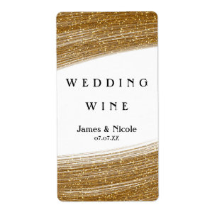 Gold Glitter & White Sparkle elegante Weinlabels
