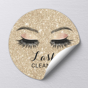 Gold Glitter Wimpernverlängerungen Salon Lash Rein Runder Aufkleber