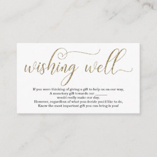 Gold Glitter Wunschbrunnen für Hochzeitseinladung Begleitkarte
