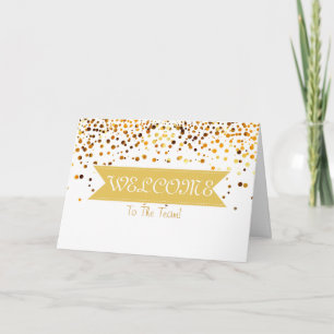 Gold Glitterband mit weißem Rand Willkommen Karte