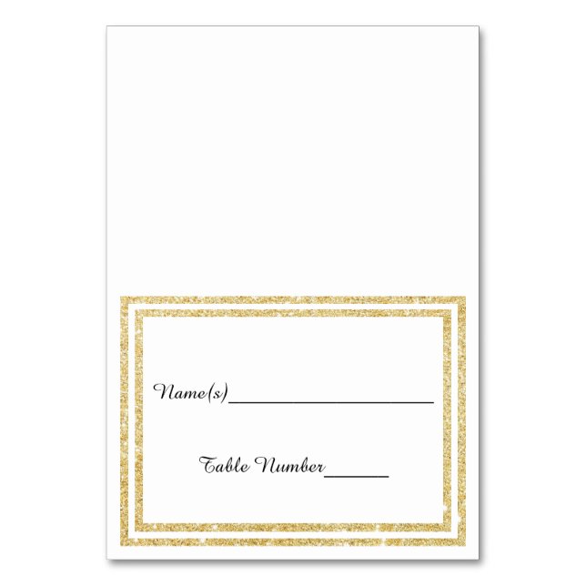 Gold Glittered Trim - Escort Card Tischnummer (Vorderseite)