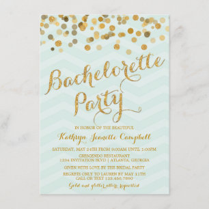Gold Glittering Confetti Junggeselinnen-Abschied E Einladung