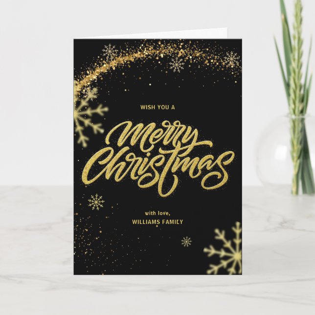 Gold Glittering Typography Karte (Vorderseite)