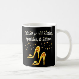 GOLD GLITTERY 50. GEBURTSTAG SHOE QUEEN TASSE