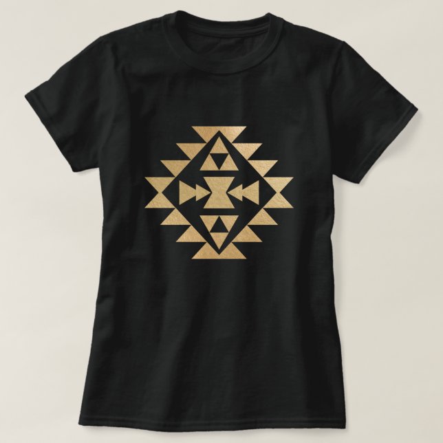 Gold Glittery Mojave Muster T-Shirt (Design vorne)