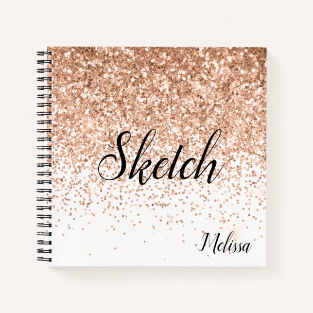 Gold Glittery Monogram Sketchbook Notebook Notizbuch (Vorderseite)