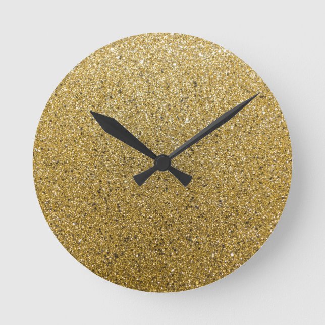 Gold Glittery Paper Runde Wanduhr (Vorderseite)