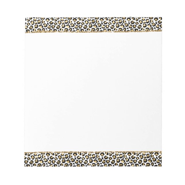 Gold Glitz Black Leopard Print Notizblock (Vorderseite)