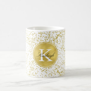 Gold Glitz Confetti Monogram Kaffeetasse