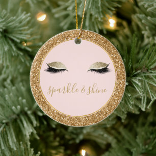 Gold Glitz Eyes Keramik Ornament