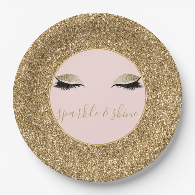 Gold Glitz Eyes Pappteller (Vorderseite)