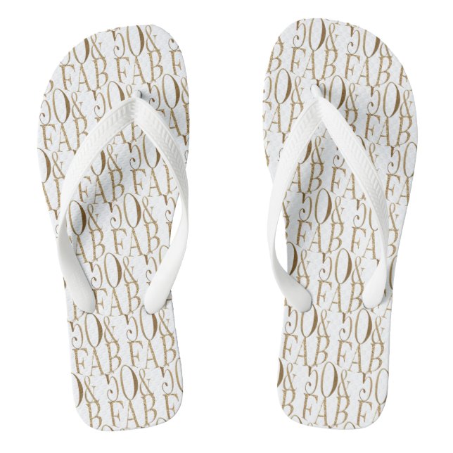 Gold Glitz Glam 50 & Fabulous Muster Flip Flops (Fußbett)