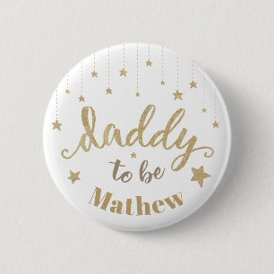 Gold Glitz Kleiner Stern Baby Shower werdender Vat Button