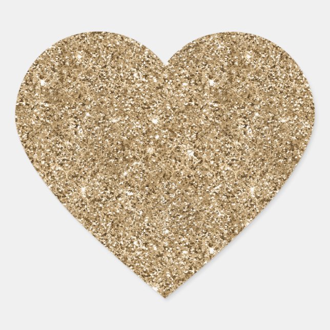 Gold Glitz Sparkle Glam Herz-Aufkleber (Vorderseite)