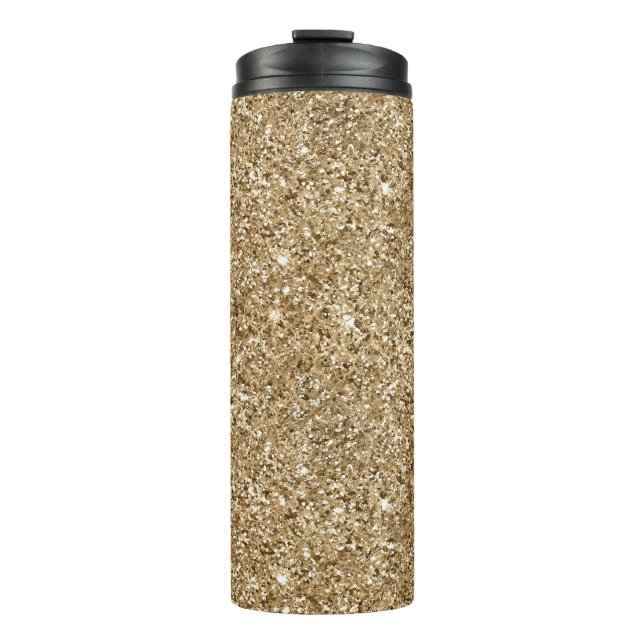 Gold Glitz Sparkle Glam Thermosbecher (Vorderseite)