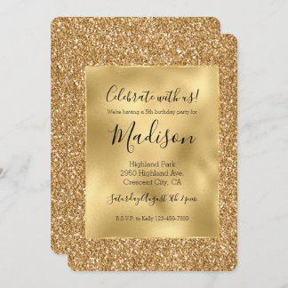 Gold Glitz Stylish Glam Glitzer Einladung