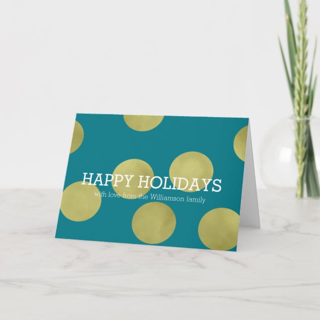 Gold Glitz und Aquamarin Dots Weihnachten (Vorderseite)