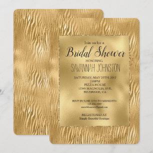 Gold Glitz Zebra Print Brautparty Einladung