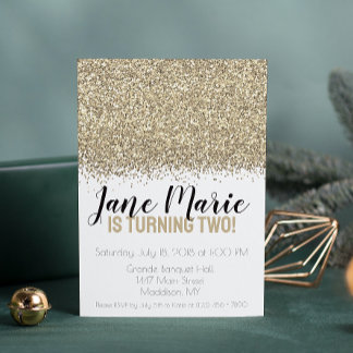 Gold Glitzer 16 . Geburtstag Geburtstagseinladung Einladung