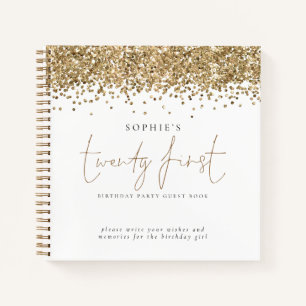 Gold Glitzer 21. Geburtstagskarte Notizbuch
