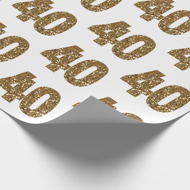 Gold Glitzer 40. Geburtstag Geschenkpapier (Ecke)