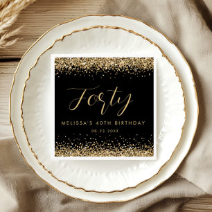 Gold Glitzer 40 Geburtstagsparty Personalisiert Serviette