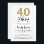 Gold Glitzer 40 und fabelhaft | 40. Geburtstag Par Einladung<br><div class="desc">Ein elegantes und elegantes Foto aus dem 40. Jahrhundert lädt Sie zum persönlichen Verweilen ein. Die Wörter "40 und Fabulous" in Schwarz und Gold Glitzer sind Set mit eleganter Kalligraphie und moderner Typografie. Exklusiv für Sie von Happy Dolphin Studio entworfen! @glückydolphinstudio</div>