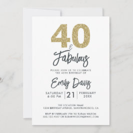 Gold Glitzer 40 und fabelhaft | 40. Geburtstag Par Einladung