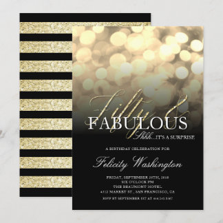 Gold Glitzer 50 & fabelhafte Überraschung Geburtst Einladung