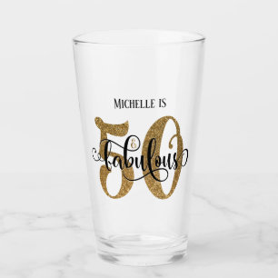 Gold Glitzer 50 & Fabulous Geburtstag mit Namen Glas