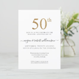Gold Glitzer 50. Hochzeitstag Party Einladung