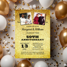 Gold Glitzer 50 Jahre Foto Einladung