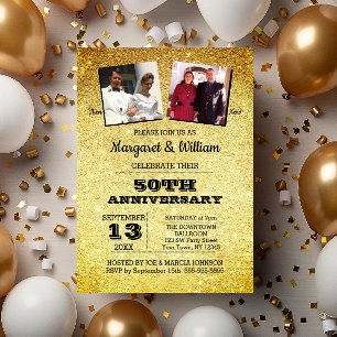 Gold Glitzer 50 Jahre Foto Einladung