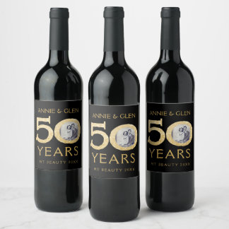 Gold Glitzer 50 Jahre Jubiläum Foto Template Wein Weinetikett