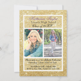 Gold Glitzer Abschluss Ankündigung 2 Fotos