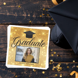 Gold Glitzer Abschlussfoto Chic Benutzerdefinierte Serviette