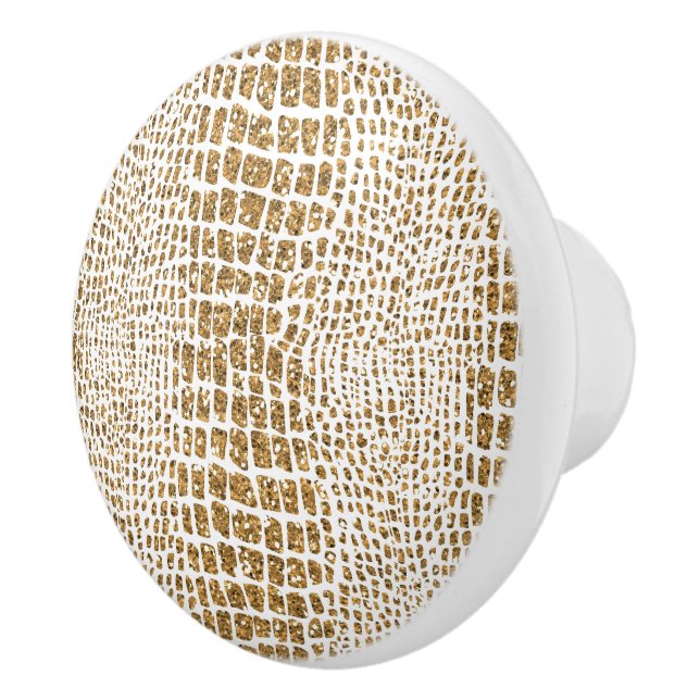 Gold Glitzer Alligator Print Keramikknauf (Rechts)