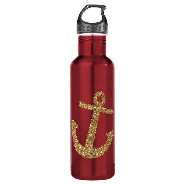 Gold Glitzer Anchor Edelstahlflasche (Vorderseite)