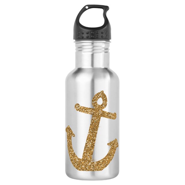 Gold Glitzer Anchor Edelstahlflasche (Vorderseite)