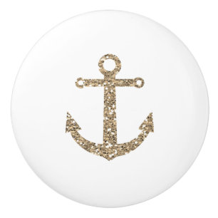 Gold Glitzer Anchor Nautical Glam Modern Keramikknauf