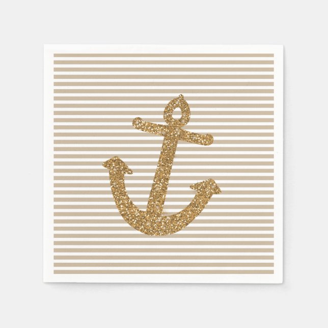 Gold Glitzer Anchor Serviette (Vorderseite)